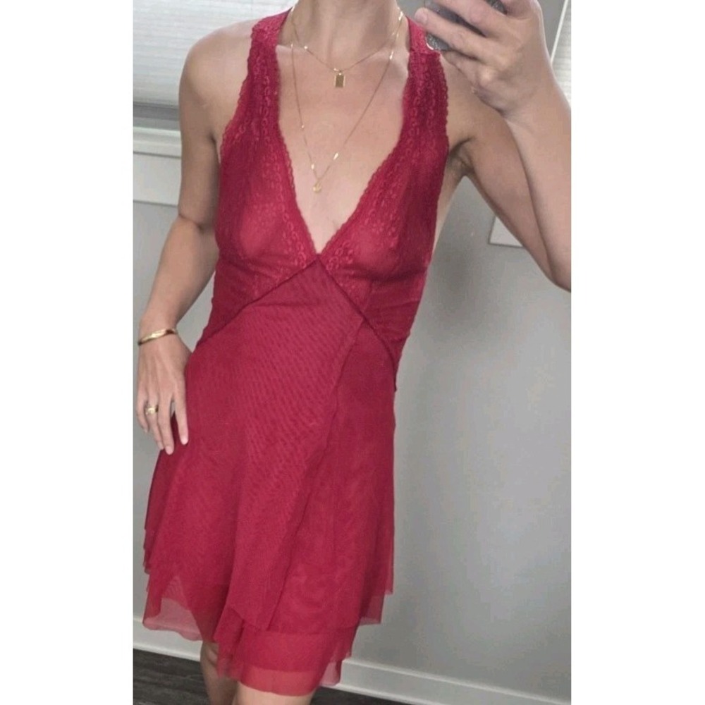 CLO Intimo Babydoll Womens Sexy Lace Sheer Lingerine Red Dress Y2k Size M